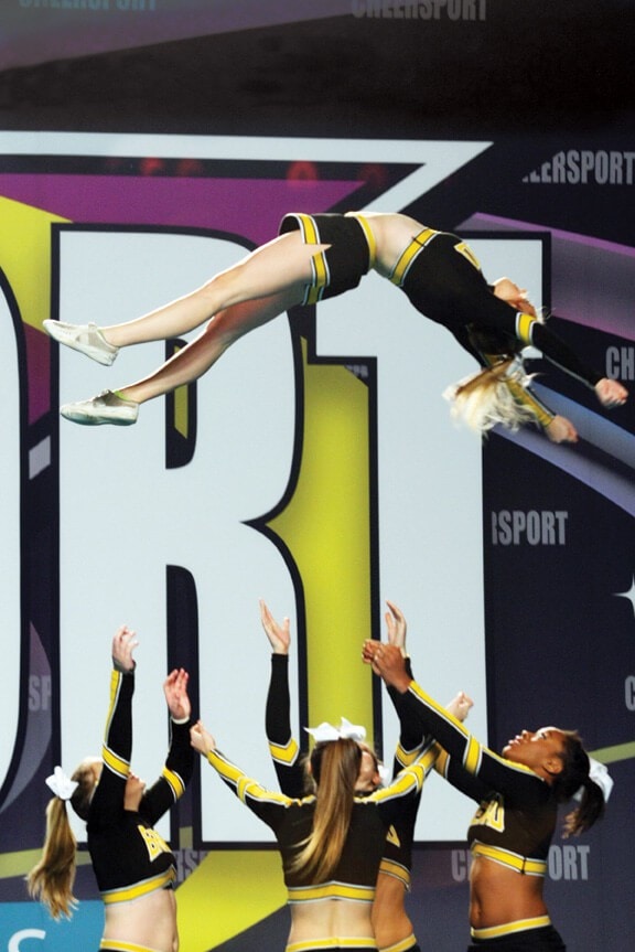 Brenau's first-year cheer team at the national tournament