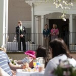 Brenau University President Ed Schrader gives a speech before the Champagne toast during Alumnae Reunion Weekend on Brenau's Gainesville campus.