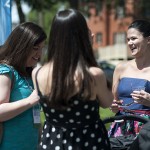 From left Anna Sowell, Sarah Taylor and Katy Sulhoff chat during the brunch and champagne toast portion of Alumnae Reunion Weekend on Brenau University's Gainesville campus.