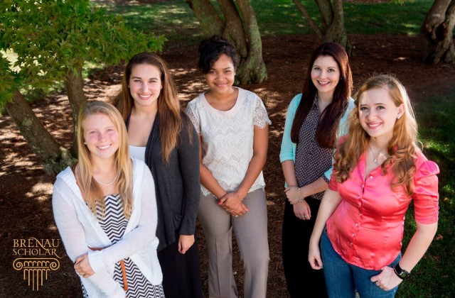 From left, Mason Garland, Amanda Smith, Joycelynn Joshua, Danielle Walls and Erin Henderson are the 2014 Brenau Scholars.