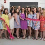 Phi Mu sisters perform the ribbon cutting ceremony during Sorority Open House, 2016 Alumnae Reunion Weekend