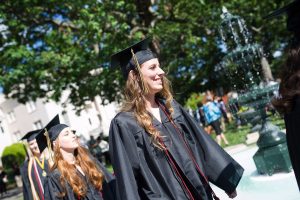 Olivia Varnson, WC '16, takes part in the Processional during The Women's College commencement on Friday, May 6, 2016, in Gainesville, Ga. (AJ Reynolds/Brenau University)