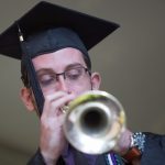 Jared Kaufman, a music education major, BU '16, plays the National Anthem during the Brenau University Undergraduate and Graduate Commencement on Saturday, May 7, 2016, in Gainesville, Ga. (AJ Reynolds/Brenau University)