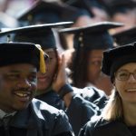 Dr. Allen Patmon and Dr. Sara Propes, both Occupational Therapy Doctorate, listen during the Brenau University Undergraduate and Graduate Commencement on Saturday, May 7, 2016, in Gainesville, Ga. (AJ Reynolds/Brenau University)