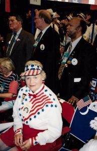 Martha in full party regalia on the floor of the 1992 Republican Convention in Houston, Texas.