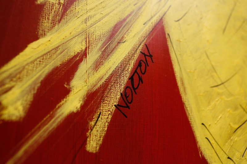 Detail of Frank Norton Jr.'s signature from his painting "Isabel Athena."