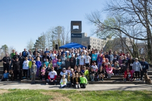 Participants pose for a photo after the Dempsey Dash 5K, a race celebrating the memory of Brenau's longtime Executive Vice President and CFO Wayne Dempsey, on Saturday, March 11, 2017. (AJ Reynolds/Brenau University)