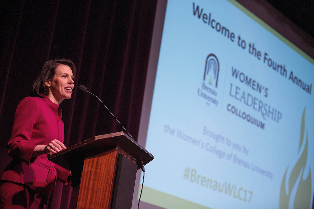 Catherine Dixon speaks during the 4th Annual Women's Leadership Colloquium on Friday, March 17, 2017. (AJ Reynolds/Brenau University)