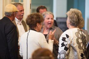 Julie Kirksey, WC '68, shares a laugh with Judy Davis Fontenot, WC '67, right, and Sarah McCrary during the Back to Campus Luncheon. (AJ Reynolds/Brenau University)